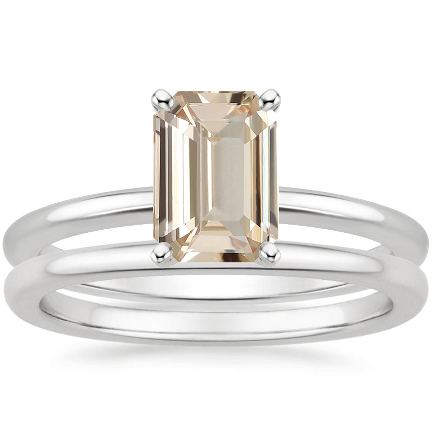 18K White Gold Four-Prong Petite Comfort Fit Bridal Set
