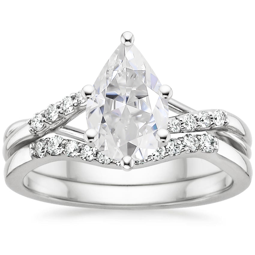 18KW Moissanite Chamise Diamond Bridal Set, top view