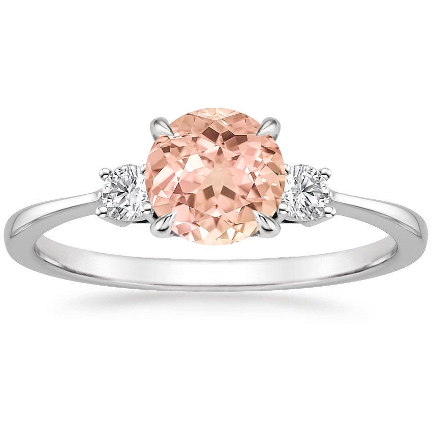 Platinum Petite Selene Three Stone Diamond Ring (1/10 ct. tw.), large top view