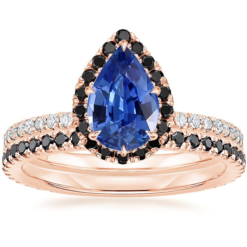 14K Rose Gold Waverly Diamond Ring with Black Diamond Accents with Luxe Ballad Black Diamond Ring
