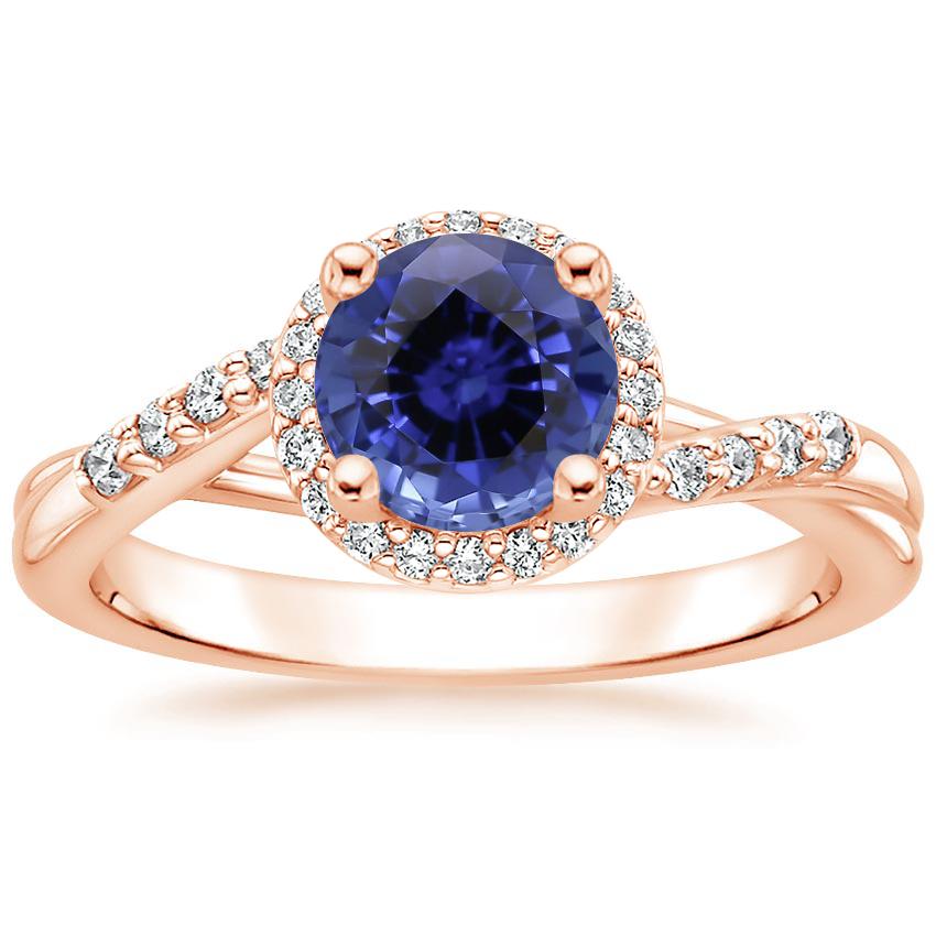 Rose Gold Sapphire Chamise Halo Diamond Ring (1/5 ct. tw.)