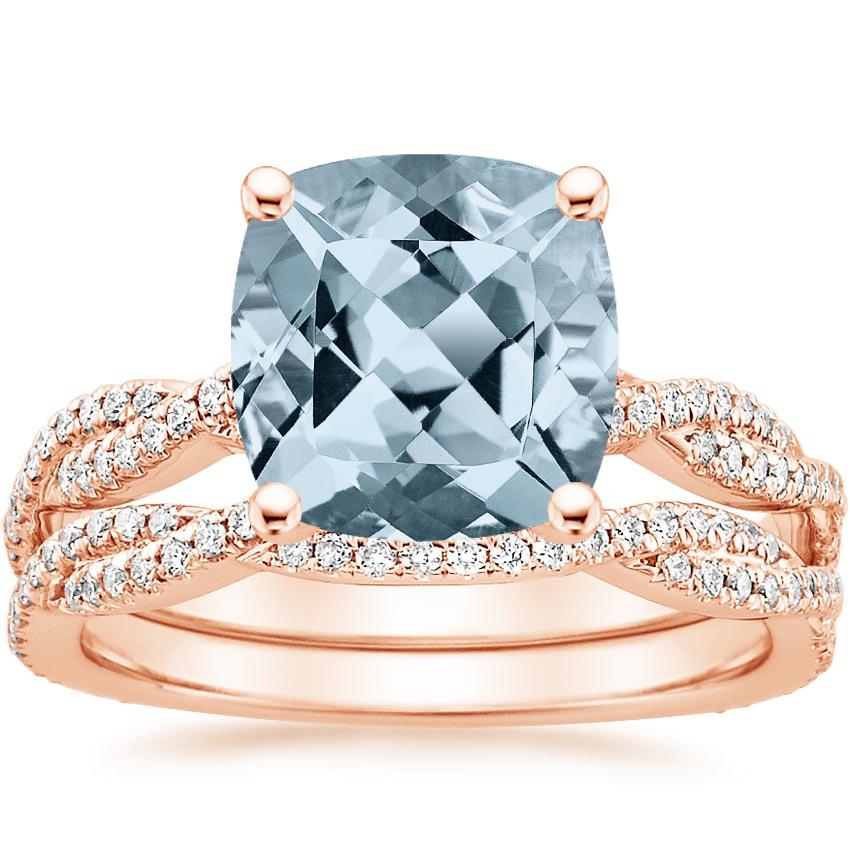 14KR Aquamarine Petite Luxe Twisted Vine Bridal Set (1/2 ct. tw.), top view