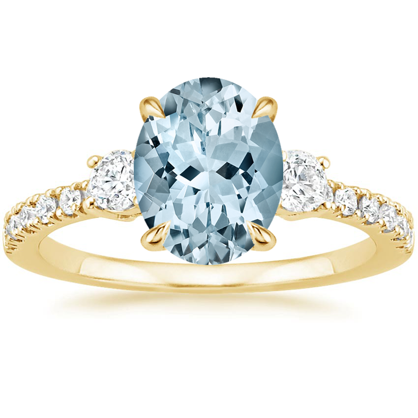 Yellow Gold Aquamarine Radiance Diamond Ring (1/3 ct. tw.)