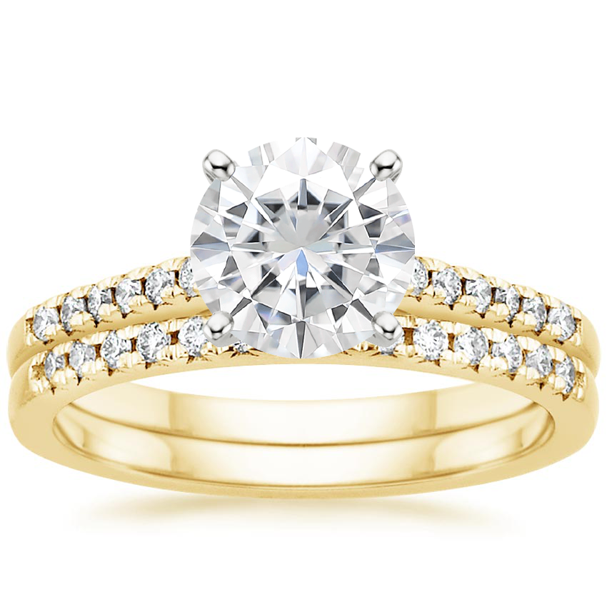 18KY Moissanite Sonora Diamond Bridal Set (1/4 ct. tw.), top view