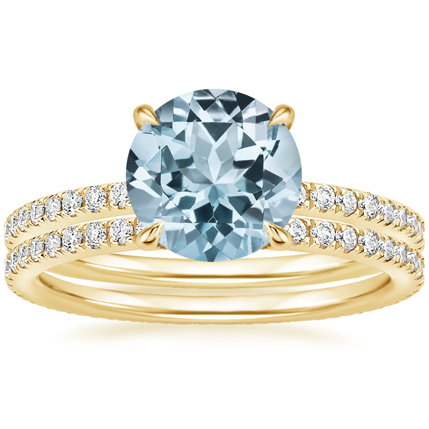 14K Yellow Gold Luxe Perfect Fit Diamond Ring (1/4 ct. tw.) with Ballad Eternity Diamond Ring (1/3 ct. tw.)