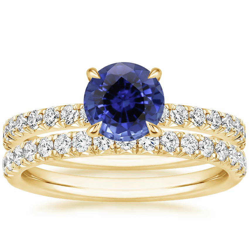 18KY Sapphire Amelie Diamond Bridal Set, top view