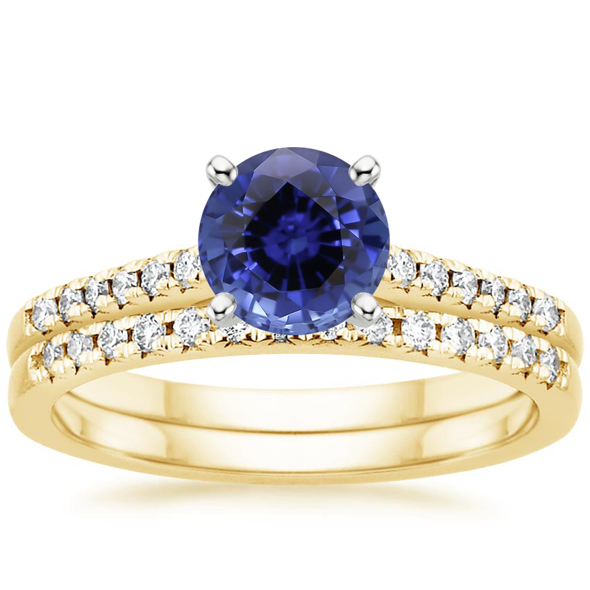 18KY Sapphire Sonora Diamond Bridal Set (1/4 ct. tw.), top view