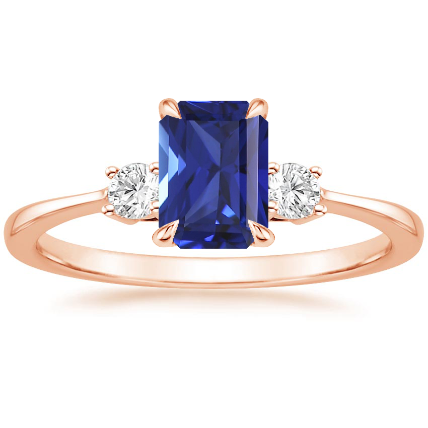14K Rose Gold Petite Selene Three Stone Diamond Ring (1/10 ct. tw.), large top view