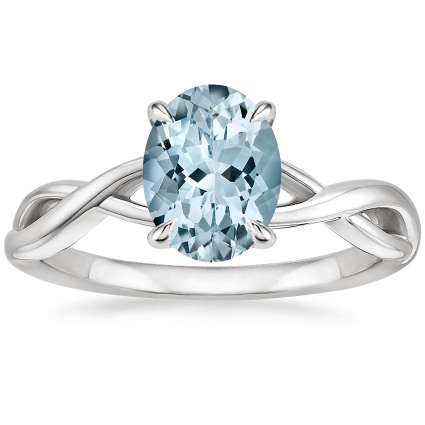 Aquamarine Eden Diamond Ring in 18K White Gold