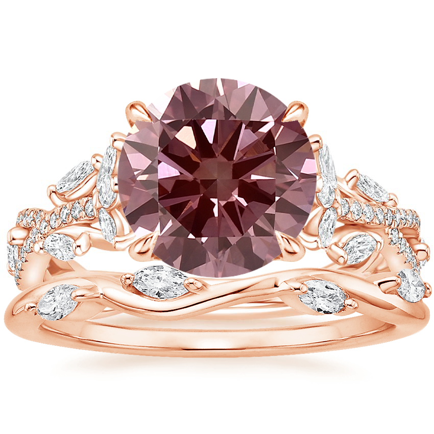 14K Rose Gold Luxe Secret Garden Diamond Ring (3/4 ct. tw.) with Winding Willow Diamond Ring