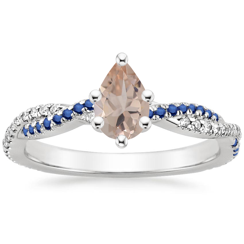 18K White Gold Petite Luxe Twisted Vine Sapphire and Diamond Ring (1/8 ct. tw.), large top view