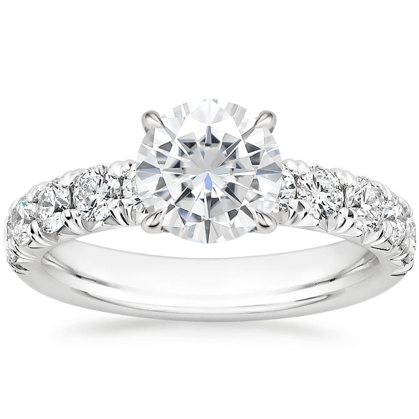 18K White Gold Ellora Half Coverage Diamond Ring, large top view