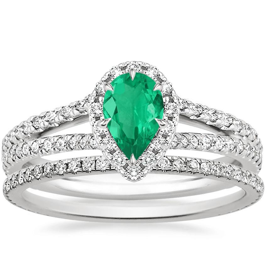 18K White Gold Fortuna Diamond Ring 1 2 ct. tw. with Whisper Eternity Diamond Ring 1 4 ct. tw
