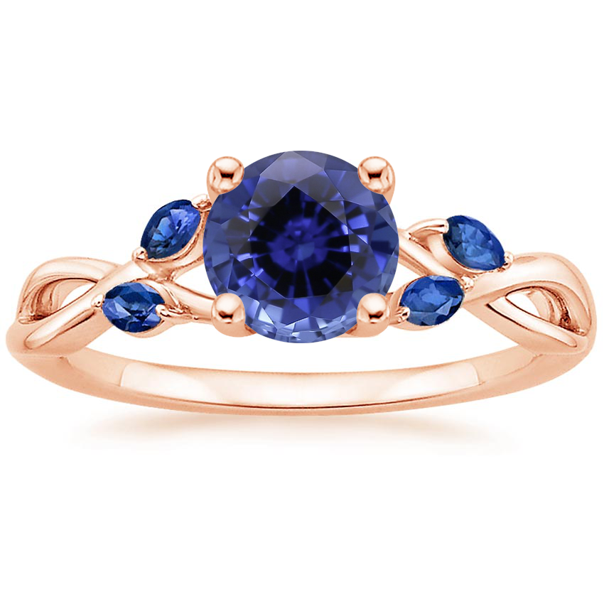 Rose Gold Sapphire Willow Ring With Sapphire Accents
