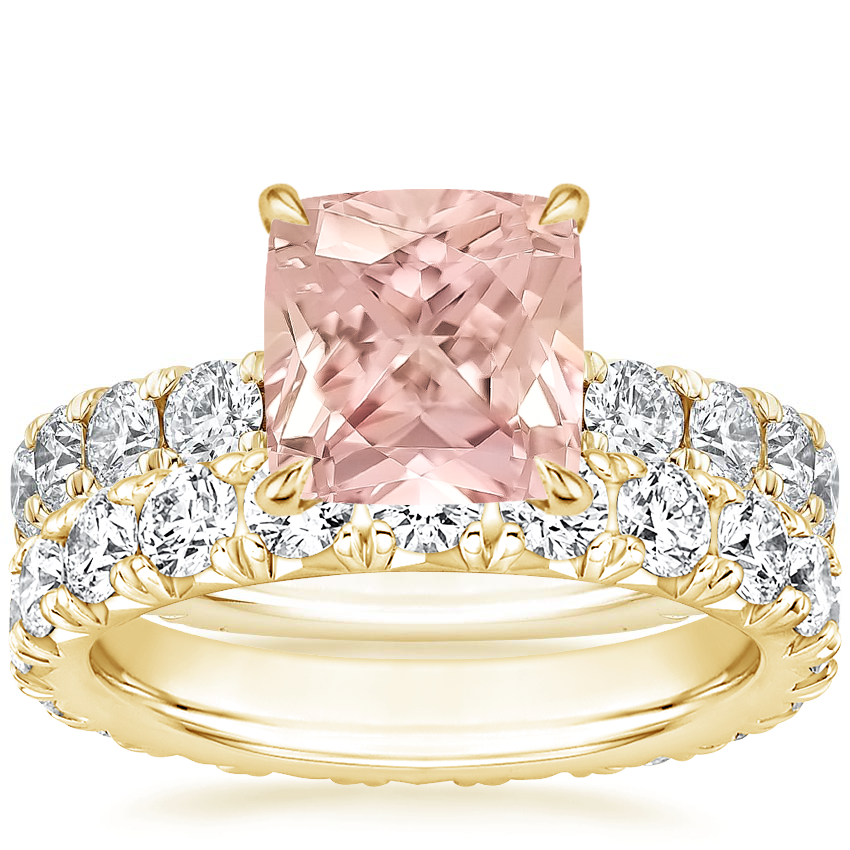 18K Yellow Gold Luxe Ellora Diamond Ring with French Pavé Eternity Diamond Ring (2 ct. tw.)
