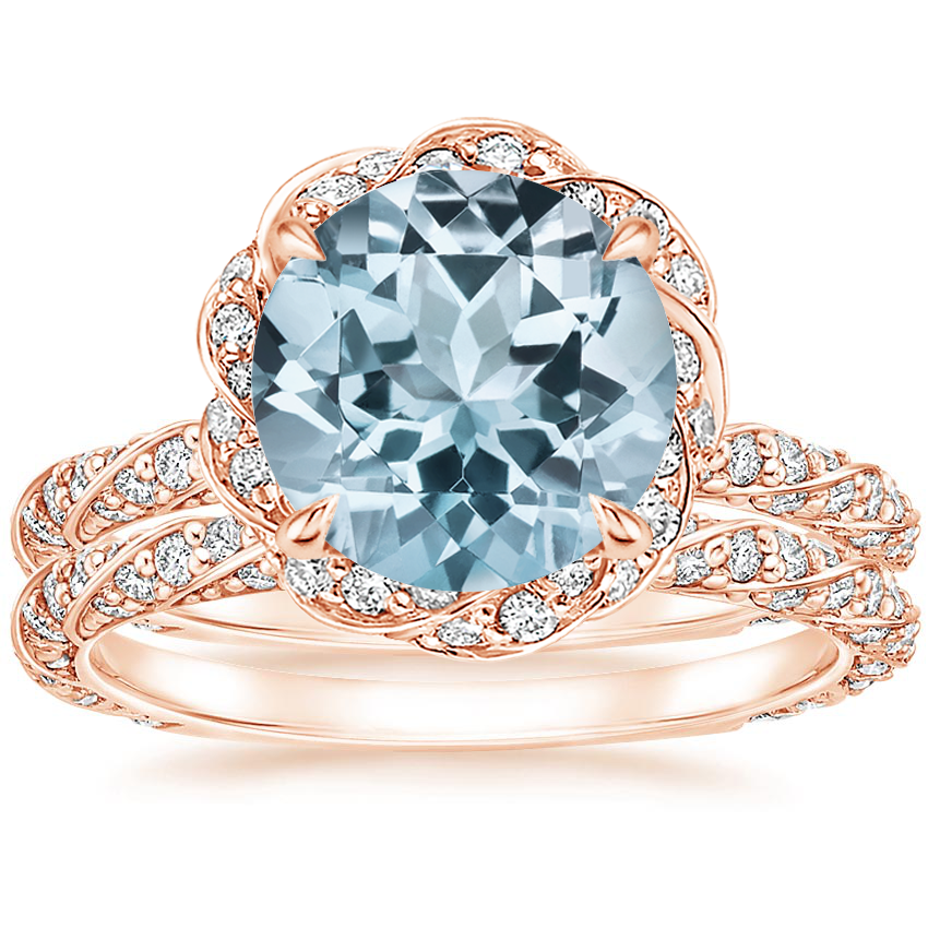 14KR Aquamarine Nova Diamond Bridal Set (3/4 ct. tw.), top view
