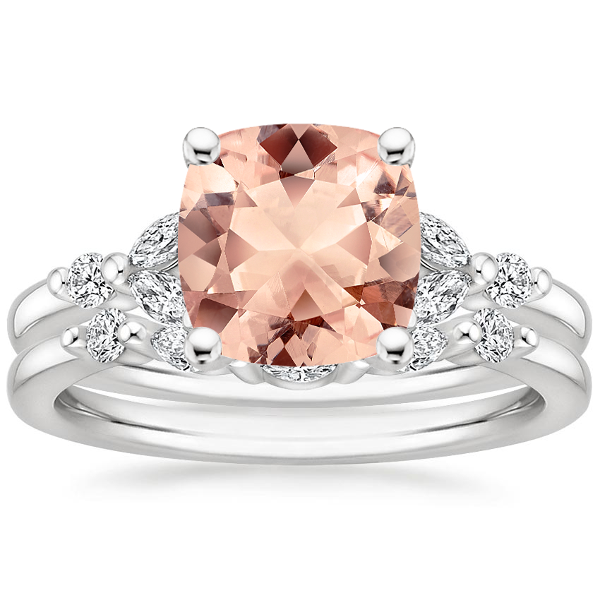 18KW Morganite Verbena Diamond Bridal Set (1/4 ct. tw.), top view