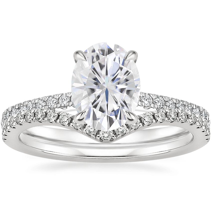 Platinum Petite Demi Diamond Ring (1/5 ct. tw.) with Flair Diamond Ring (1/6 ct. tw.)