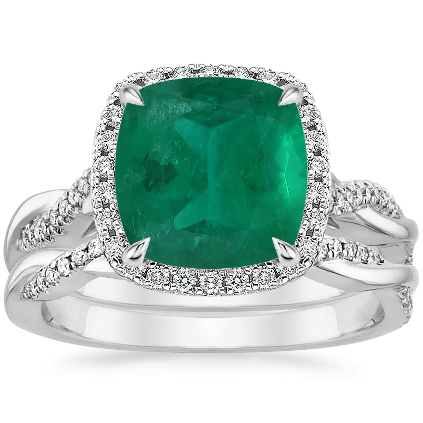 Platinum Petite Twisted Vine Halo Diamond Bridal Set (1/3 ct. tw.)