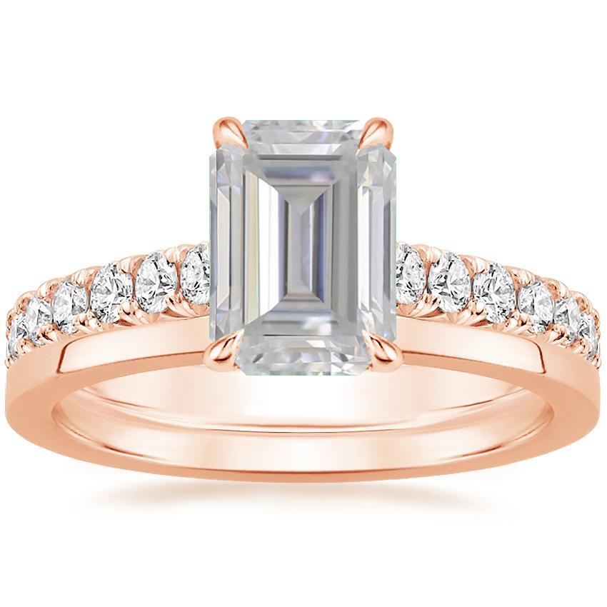14KR Moissanite Sienna Diamond Ring (2/5 ct. tw.) with Petite Quattro Diamond Ring, top view