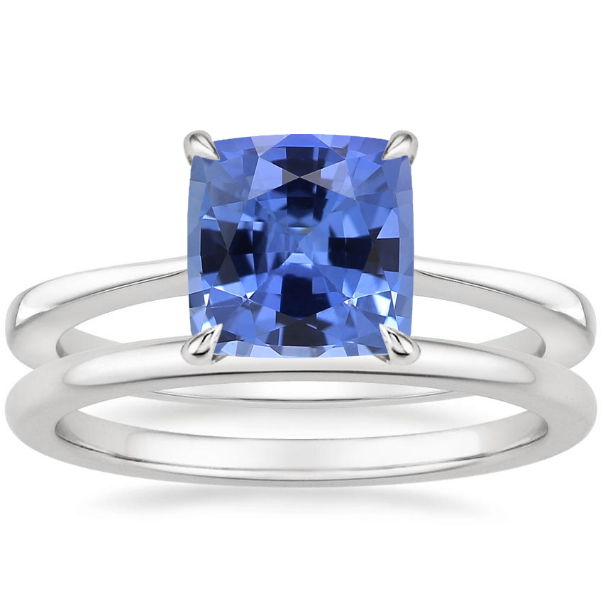 18K White Gold Elle Diamond Ring with Petite Comfort Fit Wedding Ring