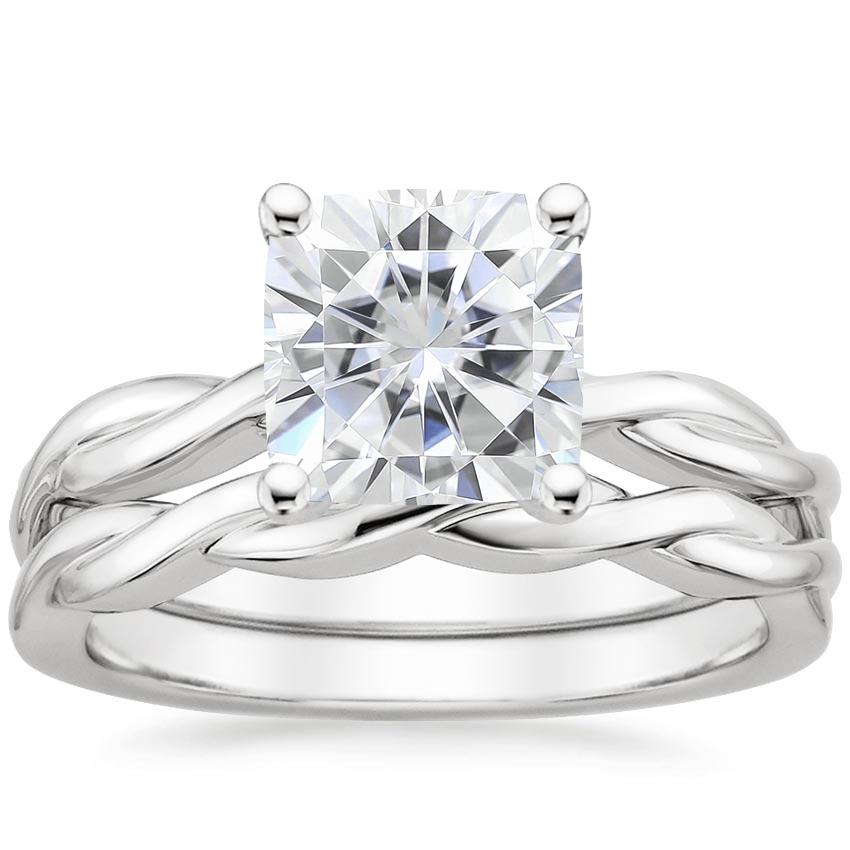 18KW Moissanite Twisted Vine Bridal Set, top view