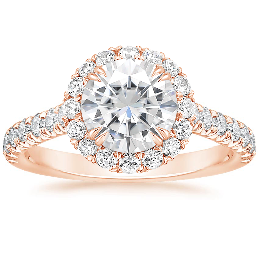 Rose Gold Moissanite Sienna Halo Diamond Ring