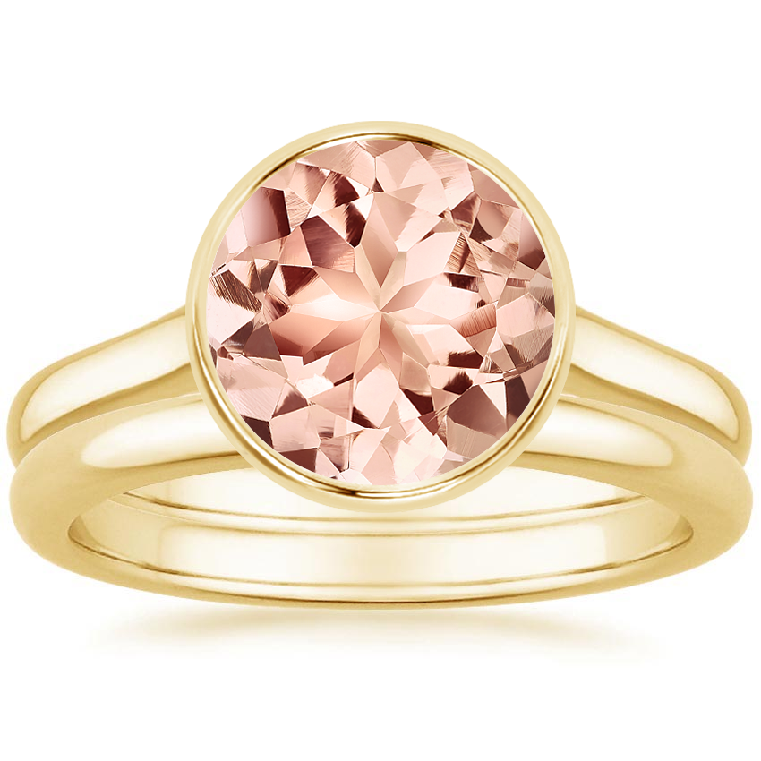 18KY Morganite Luna Bridal Set, top view