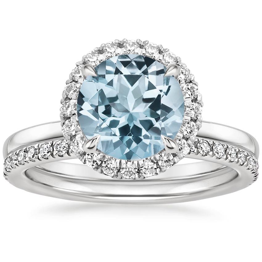 18KW Aquamarine Vienna Diamond Bridal Set (1/2 ct. tw.), top view