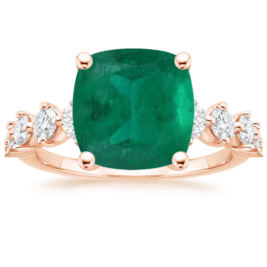 14K Rose Gold Echo Diamond Ring, large top view