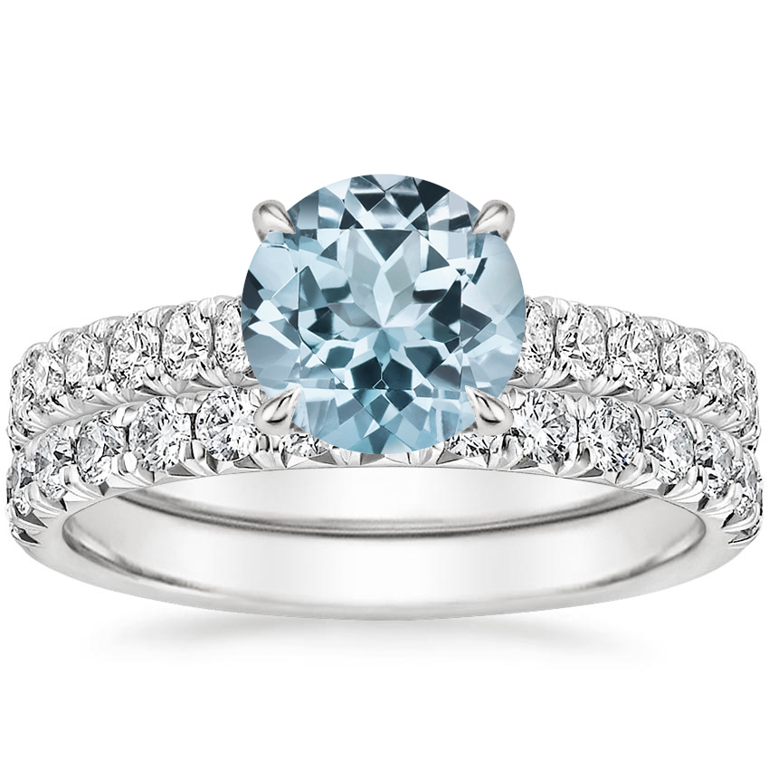 18KW Aquamarine Sienna Diamond Bridal Set (7/8 ct. tw.), top view