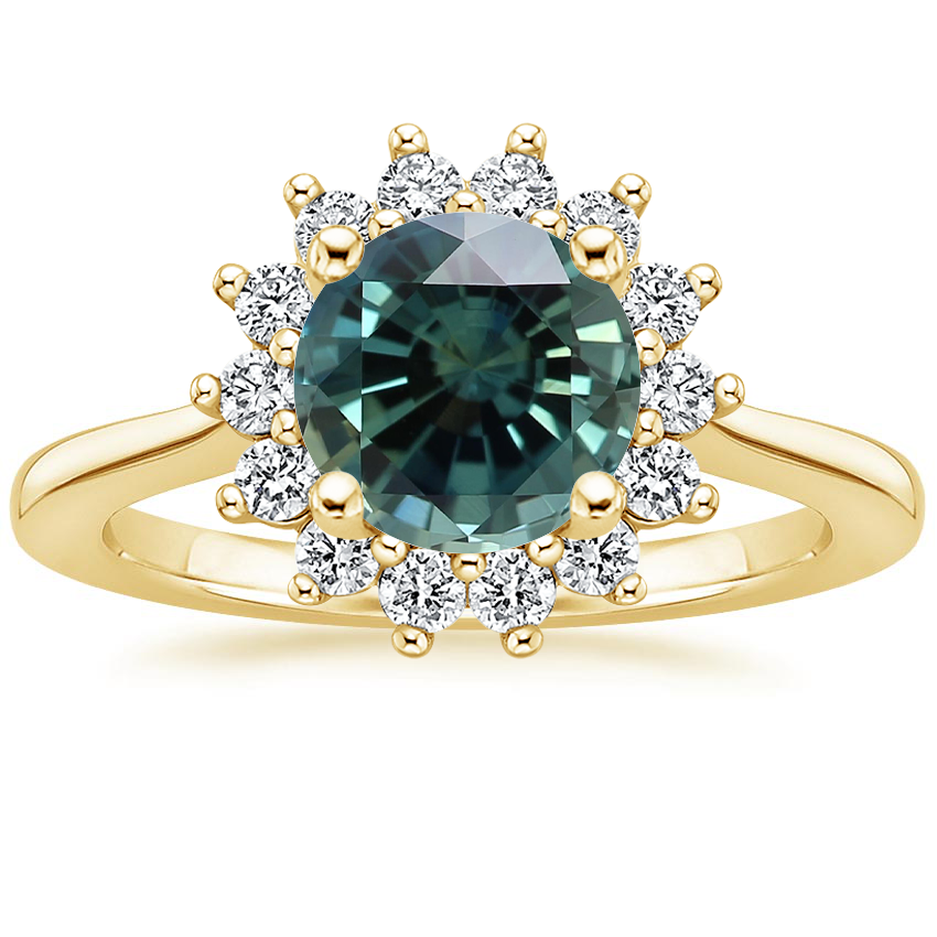 18K Yellow Gold Sunburst Halo Diamond Ring (1/4 ct. tw.), large top view