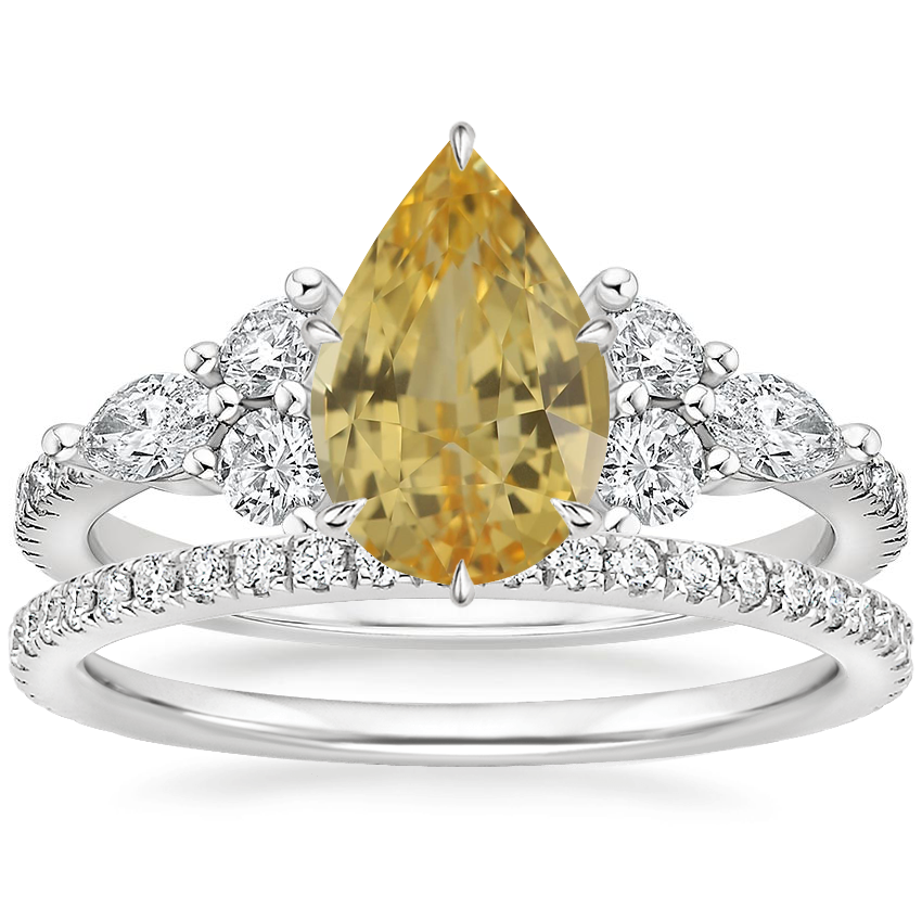 18K White Gold Luxe Nadia Diamond Ring (1/2 ct. tw.) with Luxe Ballad Diamond Ring (1/4 ct. tw.)