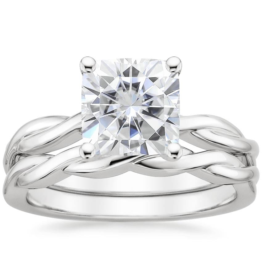 18KW Moissanite Twisted Vine Bridal Set, top view