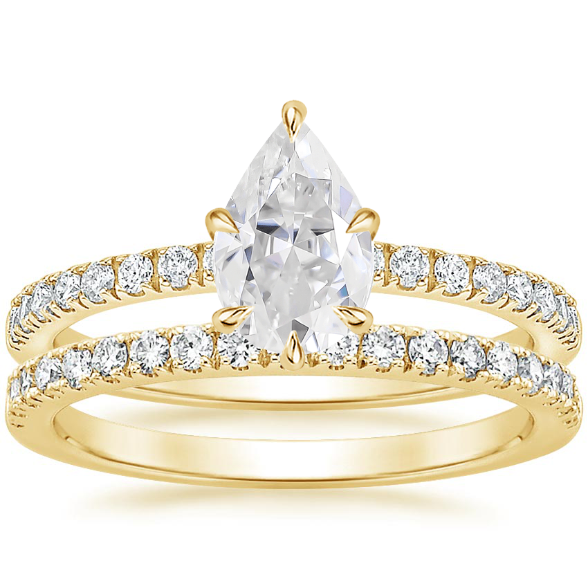 18KY Moissanite Bliss Diamond Ring (1/6 ct. tw.) with Bliss Diamond Ring (1/5 ct. tw.), top view