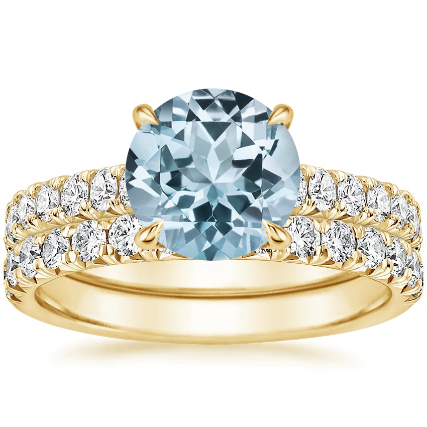 18KY Aquamarine Sienna Diamond Bridal Set (7/8 ct. tw.), top view
