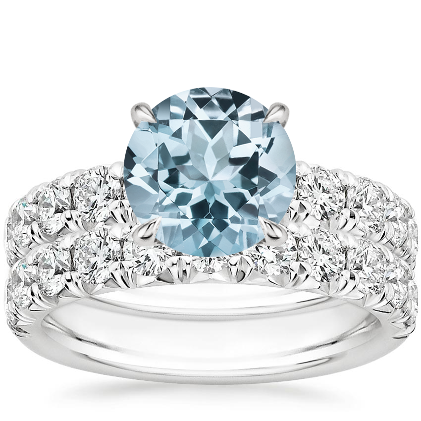 18KW Aquamarine Ellora Diamond Bridal Set, top view