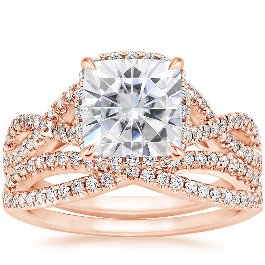 14KR Moissanite Entwined Halo Diamond Bridal Set (1/2 ct. tw.), top view