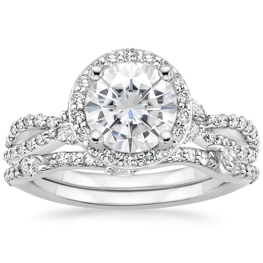 18KW Moissanite Luxe Willow Halo Diamond Bridal Set (5/8 ct. tw.), top view