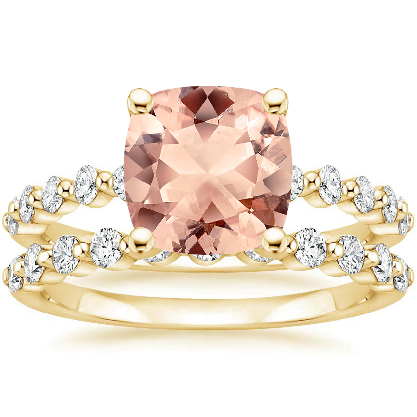 18KY Morganite Marseille Diamond Bridal Set (1/2 ct. tw.), top view