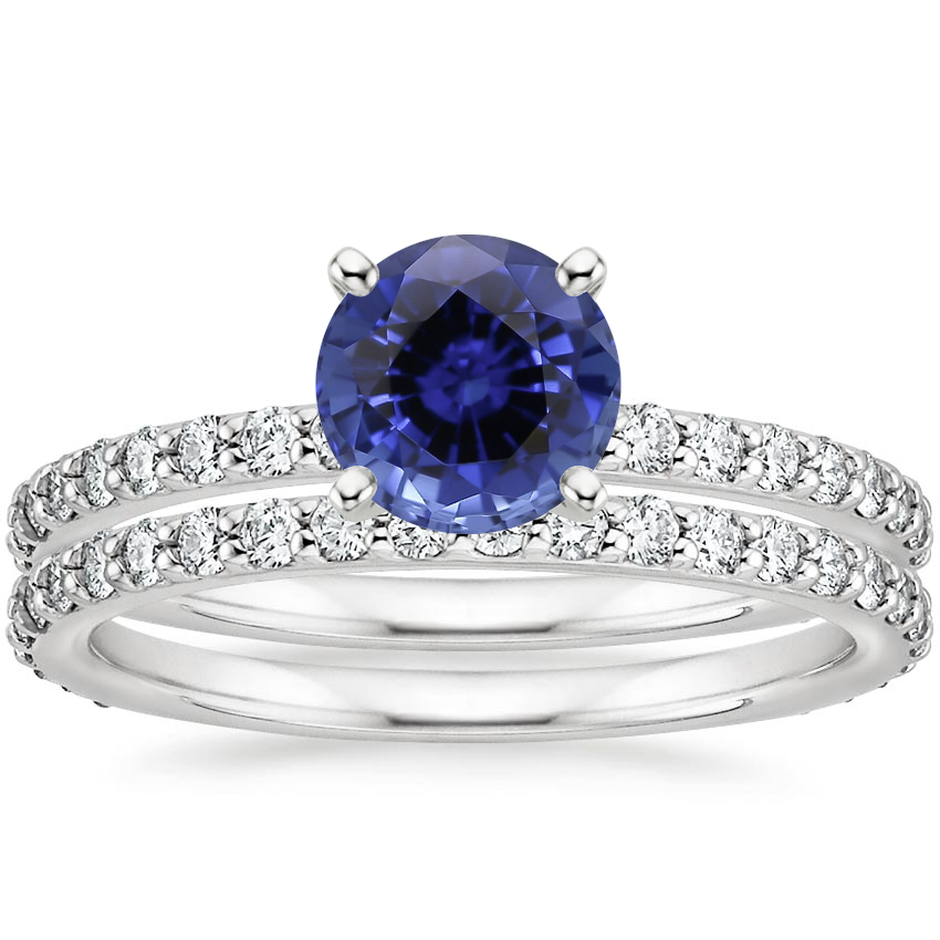 PT Sapphire Luxe Petite Shared Prong Diamond Bridal Set (3/4 ct. tw.), top view