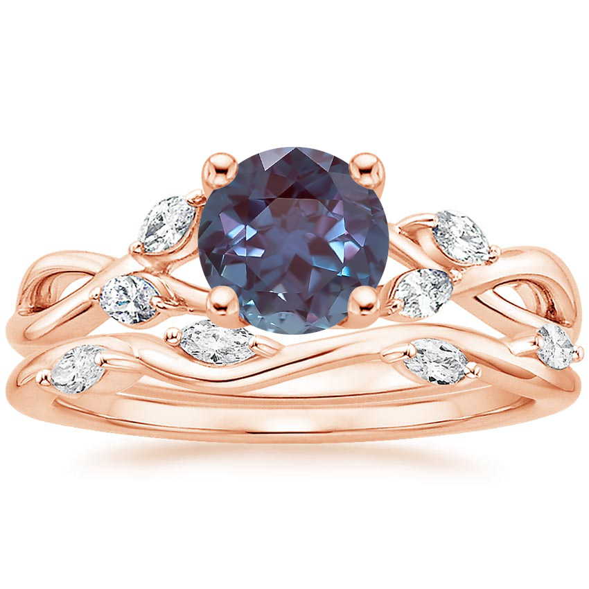 14K Rose Gold Willow Diamond Ring (1/8 ct. tw.) with Winding Willow Diamond Ring (1/8 ct. tw.)