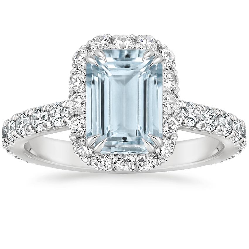 Aquamarine Luxe Sienna Halo Diamond Ring (3/4 ct. tw.) in 18K White Gold