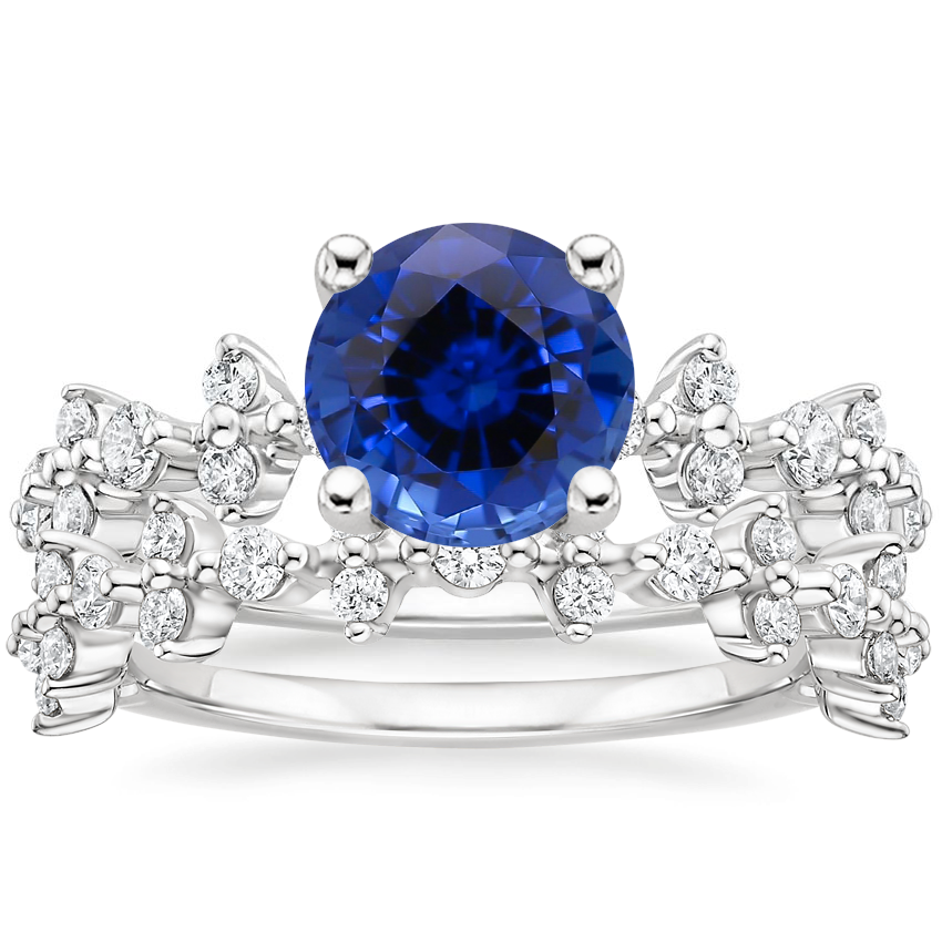 18KW Sapphire Reflection Diamond Bridal Set, top view