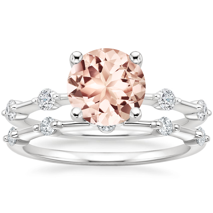 PT Morganite Aimee Diamond Bridal Set, top view