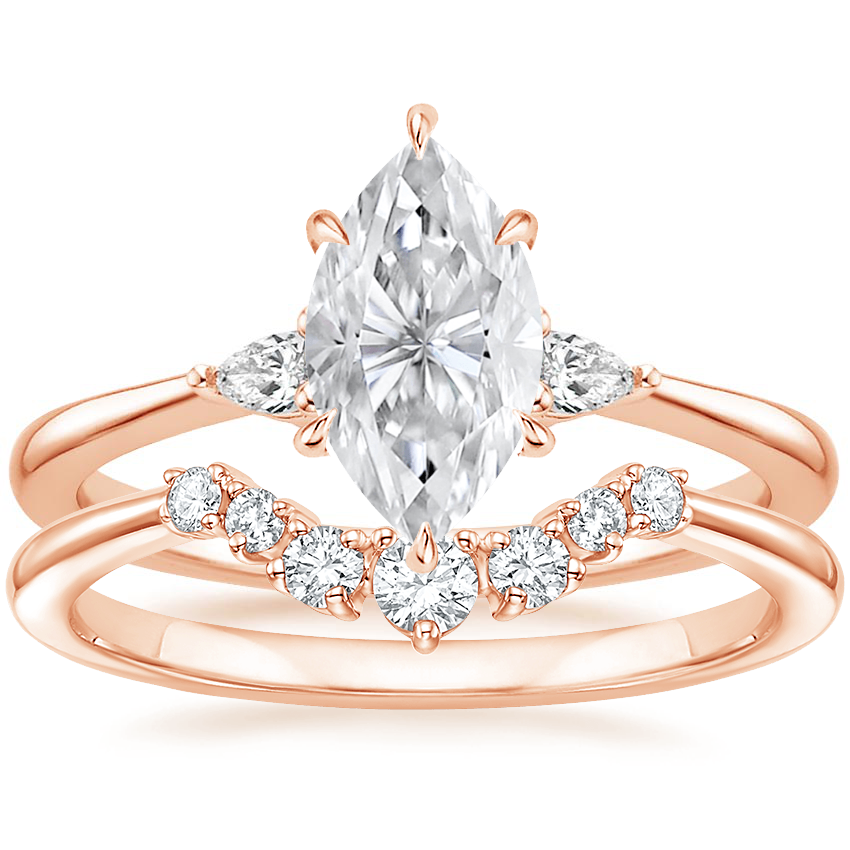 14K Rose Gold Aria Contoured Diamond Bridal Set