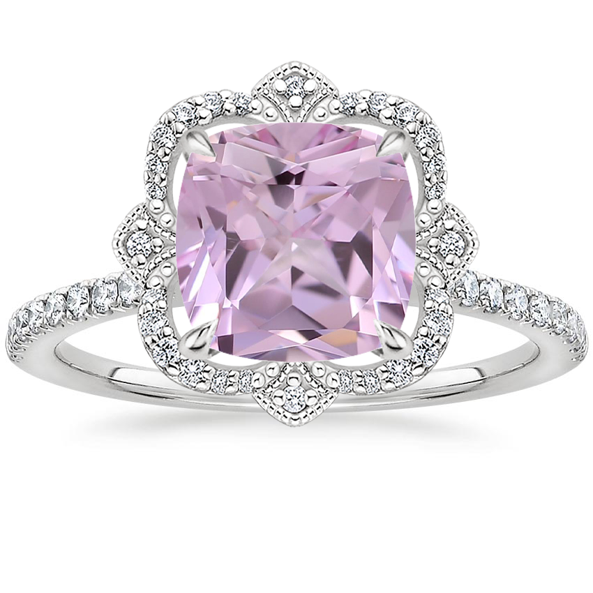 Platinum Reina Halo Diamond Ring, large top view