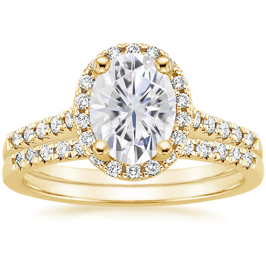18KY Moissanite Odessa Diamond Ring (1/5 ct. tw.) with Sonora Diamond Ring (1/8 ct. tw.), top view