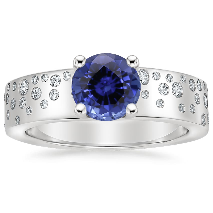Sapphire Cascade Diamond Ring in Platinum
