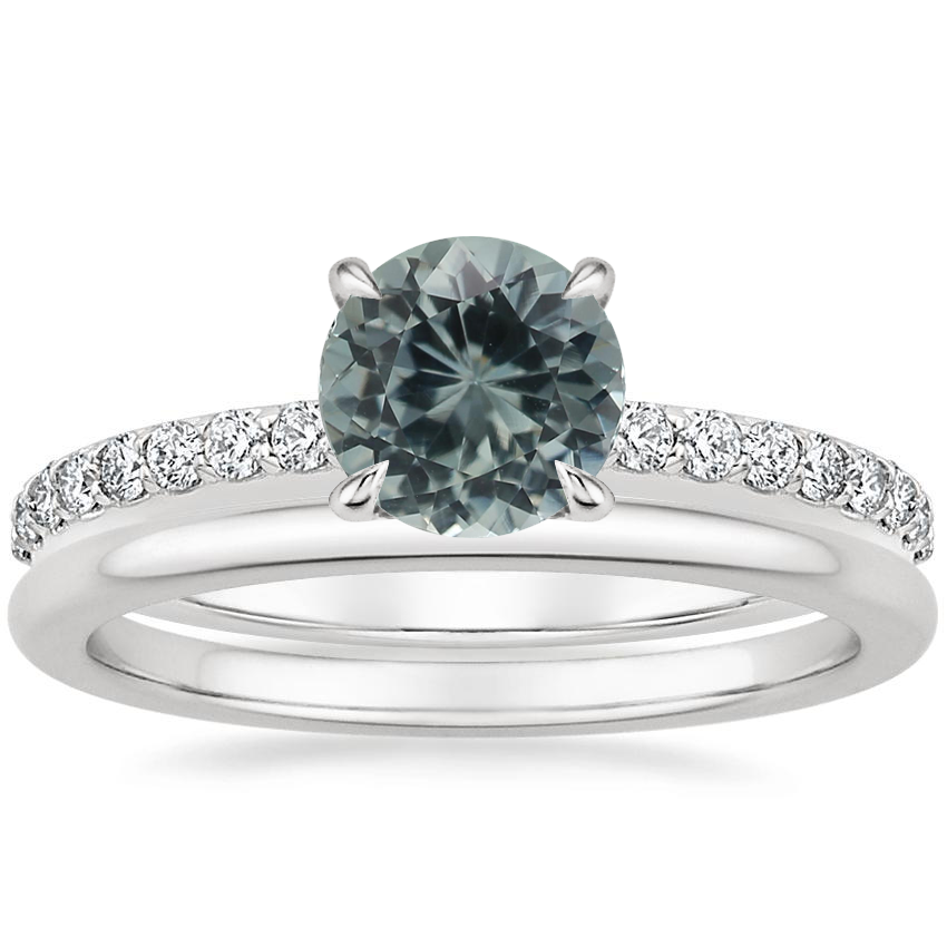 Platinum Luxe Elodie Diamond Ring (1/4 ct. tw.) with Petite Comfort Fit Wedding Ring